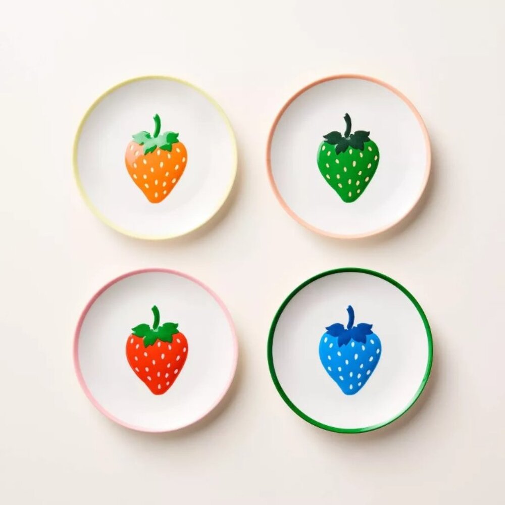 NWT 4pc Strawberry Melamine App Plate Set -- kate spade new york x Target